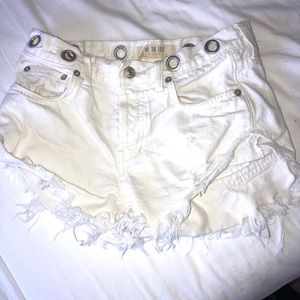 distressed white free people shorts
